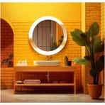 Marsilyan- Dekorarif Desenli Yuvarlak Banyo-Salon Duvar Aynası 113 - Renkli - 60 x 60