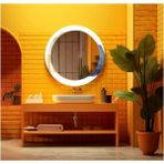 Marsilyan- Dekorarif Desenli Yuvarlak Banyo-Salon Duvar Aynası 114 - Renkli - 60 x 60