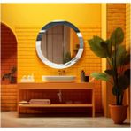 Marsilyan- Dekorarif Desenli Yuvarlak Banyo-Salon Duvar Aynası 115 - Renkli - 60 x 60