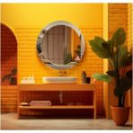 Marsilyan- Dekorarif Desenli Yuvarlak Banyo-Salon Duvar Aynası 27 - Renkli - 60 x 60