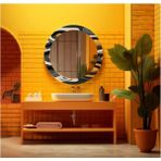 Marsilyan- Dekorarif Desenli Yuvarlak Banyo-Salon Duvar Aynası 44 - Renkli - 60 x 60