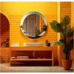 Marsilyan- Dekorarif Desenli Yuvarlak Banyo-Salon Duvar Aynası 47 - Renkli - 60 x 60