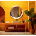 Marsilyan- Dekorarif Desenli Yuvarlak Banyo-Salon Duvar Aynası 56 - Renkli - 60 x 60