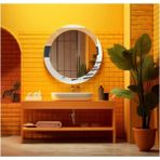Marsilyan- Dekorarif Desenli Yuvarlak Banyo-Salon Duvar Aynası 57 - Renkli - 60 x 60