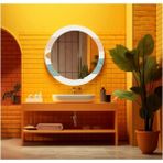 Marsilyan- Dekorarif Desenli Yuvarlak Banyo-Salon Duvar Aynası 68 - Renkli - 60 x 60