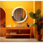 Marsilyan- Dekorarif Desenli Yuvarlak Banyo-Salon Duvar Aynası 70 - Renkli - 60 x 60