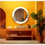 Marsilyan Dekorarif Desenli Yuvarlak Banyo-Salon Duvar Aynası 76 - Renkli - 50 x 50