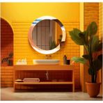 Marsilyan- Dekorarif Desenli Yuvarlak Banyo-Salon Duvar Aynası 88 - Renkli - 60 x 60