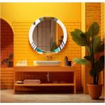 Marsilyan- Dekorarif Desenli Yuvarlak Banyo-Salon Duvar Aynası 92 - Renkli - 60 x 60