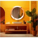 Marsilyan Dekorarif Desenli Yuvarlak Banyo-Salon Duvar Aynası 99 - Renkli - 50 x 50