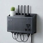 Marsilyan Duvar Tipi Wi-Fi Modem Saklama Kutusu(Siyah) – Kablo Düzenleyici Router Raf Organizer (4887)