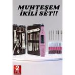 Marsilyan Elektrikli Manikür Pedikür Seti Ikili Set 12 Parça Tırnak Bakımı Törpü Protez Çıkarma - Renkli - standart