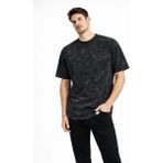 Marsilyan Erkek Asit Yıkama Bisiklet Yaka Kısa Kollu Oversize T-Shirt Tişört - Siyah - 2XL