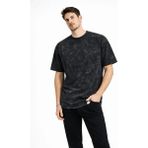 Marsilyan Erkek Asit Yıkama Bisiklet Yaka Kısa Kollu Oversize T-Shirt Tişört - Siyah - XL