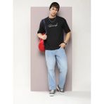 Marsilyan Erkek Baskılı Oversize T-Shirt - Siyah