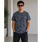 Marsilyan Erkek Batik Desenli Tişört Bisiklet Yaka Kısa Kol Regular Fit T-Shirt - Füme