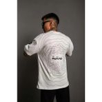 Marsilyan Erkek Bisiklet Yakalı Sırt Baskılı Oversize T-Shirt - Beyaz