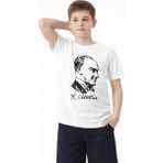 Marsilyan Erkek Çocuk Atatürk Baskılı Tişört Kısa Kollu Bisiklet Yaka T-Shirt - Beyaz