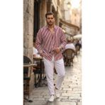 Marsilyan- Erkek Dikey Çizgili Yarım Oversize Gömlek