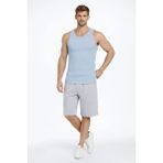 Marsilyan Erkek Fitilli Atlet Sıfır Yaka Slim Fit Arka Baskılı Spor Atlet - Bebek Mavisi - Bebe Mavisi