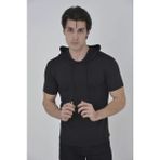 Marsilyan Erkek Kapşonlu Slim Fit T-Shirt - Siyah - XL