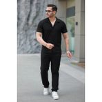 Marsilyan- Erkek Ottoman Kumaş Pantolon Gömlek Takım - Siyah - Regular Fit