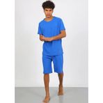 MARSİLYAN- Erkek Pamuk Lakost Alt Üst Kaprili Pijama Takım Saks