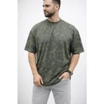 Marsilyan Erkek Premium Tişört Osy Yumuşak Dokulu Yıkamalı Oversize T-Shirt - Haki - XL
