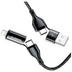 Marsilyan Floveme 4in1 USB To Type C -Type To Type Kablosu+Iphone Başlık USB 1M-(5775) - 20W GaN Black