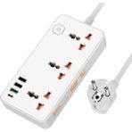 Marsilyan Hoco AC8A 2500W 3 Priz + 3 USB + 30W Type-C Multifonksiyonel Priz Çoğaltıcı Şarj Aleti - Beyaz - standart