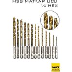 Marsilyan Hss Matkap Ucu 1/4 Hex 13 Parça Hss Tungsten Karbür Matkap Uç 1.5-6.5mm Titanyum 722460 - Çok Renkli