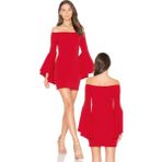 Marsilyan Ispanyol Kol Mini Elbise - Fuşya - XL