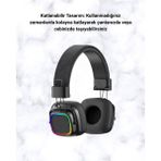 Marsilyan Kablosuz RGB Işıklı Katlanabilir Bluetooth Kulak Üstü Kulaklık - Çok Renkli