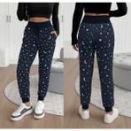 Marsilyan Kadın Yüksek Bel Bağcıklı Desenli Iki Iplik Pantolon - Siyah - 2XL - 3XL