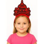 Marsilyan Kırmızı Happy Birthday Prenses Tacı – Doğum Günü Taç Aksesuarı - Renkli - standart