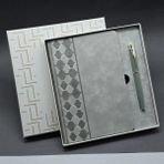 Marsilyan Kutulu Gri Defter ve Metal Kalem Seti