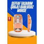 Marsilyan Mouse Fare Kablosuz Mouse Fare Şarjlı Bluetooth Sessiz 5 Tuşlu Şeffaf - Renkli