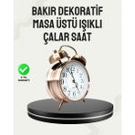 Marsilyan- Nostaljik Büyük Boy Metal Masa Saati Bronz Kaplama ve Yüksek Sesli Alarm - Renkli - standart