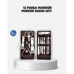 Marsilyan Özel Deri Çantalı 12 Parça Manikür Pedikür Bakım Seti Paslanmaz Çelik
