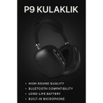 Marsilyan P9 Bluetooth 5.0 Kablosuz Siyah Kulaklık Mikrofonlu Uzun Pil Yüksek Bass Anc - Renkli - 1