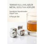 Marsilyan Paslanmaz Çelik Buz Küpü 4’lü Set – Içeceği Sulandırmadan Soğutucu Metal Taş - 0 - 19 lt - Renkli