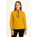 Marsilyan- Polar Kazak – Dik Yaka, Yarım Fermuarlı, Fermuarlı Göğüs Cepli, Siyah Biyeli, Kışlık Rahat Regular Fit Günlük Model - Sarı - 2XL