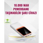 Marsilyan Powerbank 10000 Mah – Çift USB Çıkışlı, Type-C Girişli, Şık Beyaz Tasarım - Renkli