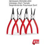 Marsilyan Profesyonel 4'lü Segman Pensesi Seti | 18 cm | Iç Dış Eğri Düz Uçlu Yaylı Pense Takımı 722504 - Çok Renkli