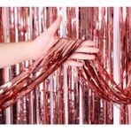Marsilyan Rose Gold Püsküllü Kapı Perdesi - Parti, Bekarlığa Veda, Doğum Günü 1x2 M - Renkli - standart