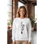 Marsilyan Sevgililer Günü Özel Bisiklet Yaka Aslan Baskılı Oversize Sweatshirt - Beyaz - 2XL