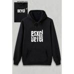 Marsilyan Sevgililer Günü Özel Kapüşonlu Beyci Baskılı Oversize Sweatshirt - Siyah - 2XL