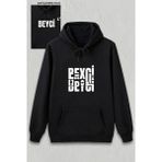 Marsilyan Sevgililer Günü Özel Kapüşonlu Beyci Baskılı Oversize Sweatshirt - Siyah - XS
