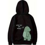 Marsilyan Sevgililer Günü Özel Unisex Kapüşonlu Baskılı Oversize Sweatshirt - Siyah - XS