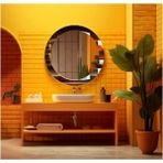 Marsilyan Teknoo- Dekorarif Desenli Yuvarlak Banyo-Salon Duvar Aynası 4 - Renkli - 60 x 60